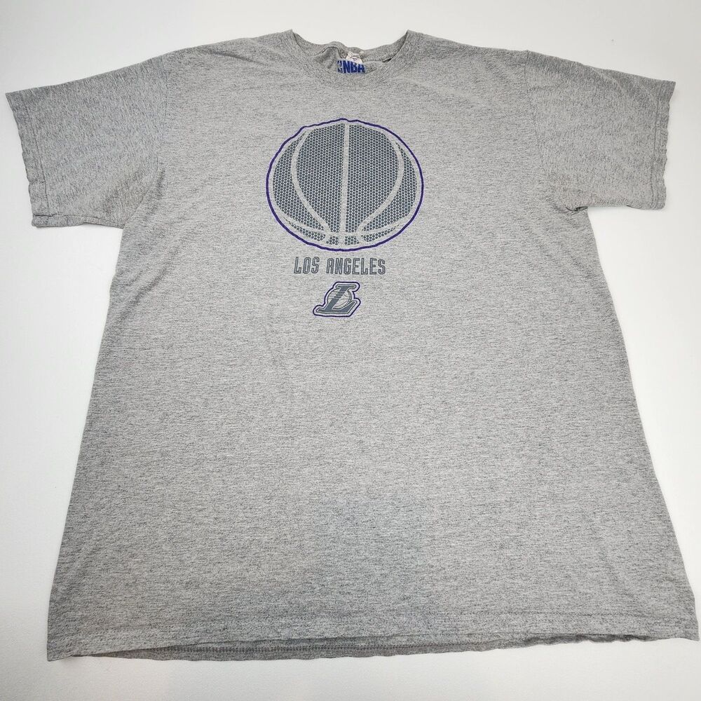 Los Angeles Lakers T-Shirt Men's Large Gray NBA Basketball Graphic